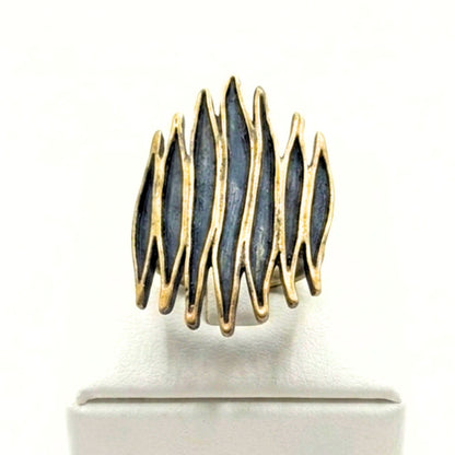 Anillo Sortija mujer de bronce dorado envejecido vintage volumen diseño joyería osnor moda moderno elegante 