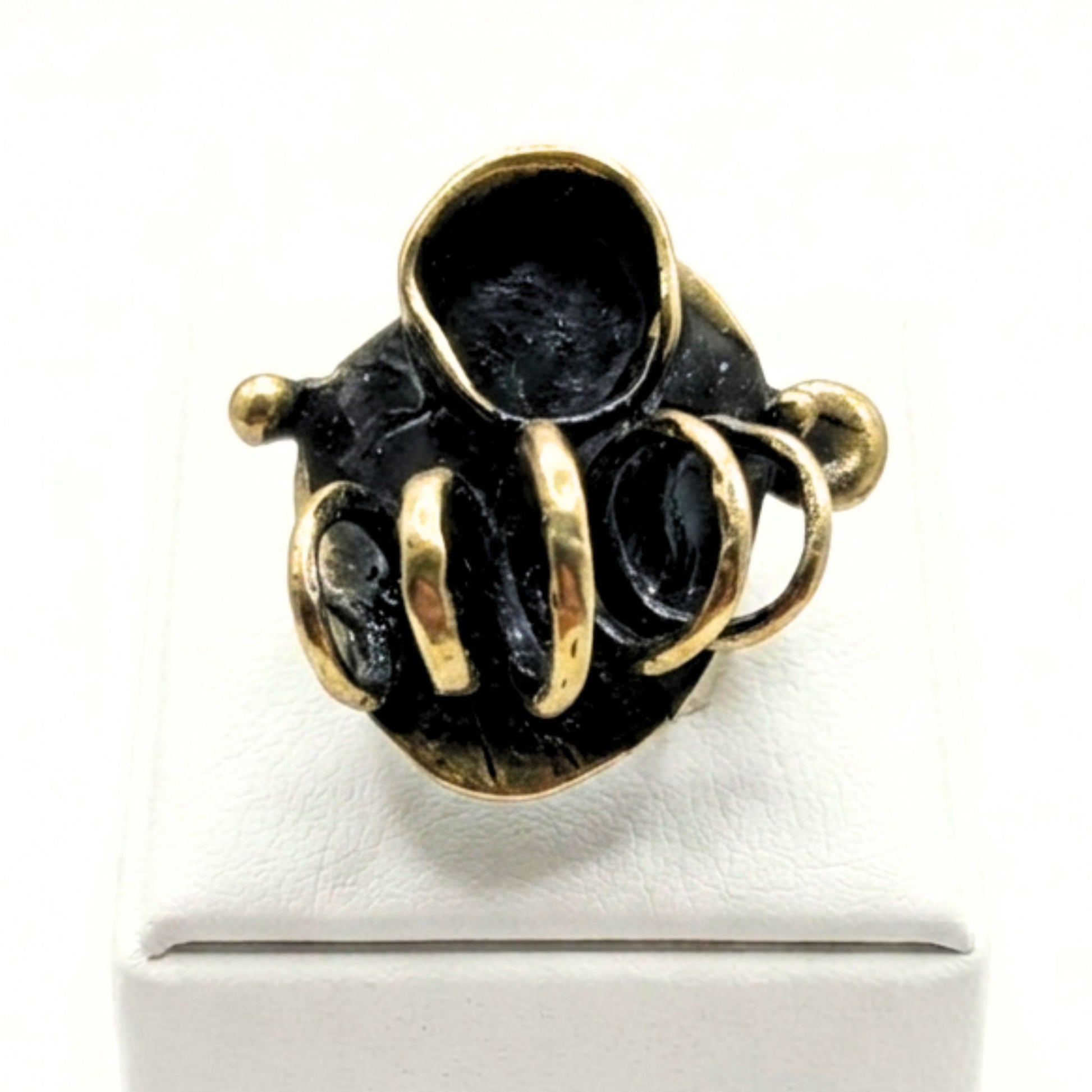 Anillo Sortija mujer de bronce dorado envejecido vintage volumen diseño joyería osnor moda moderno elegante 