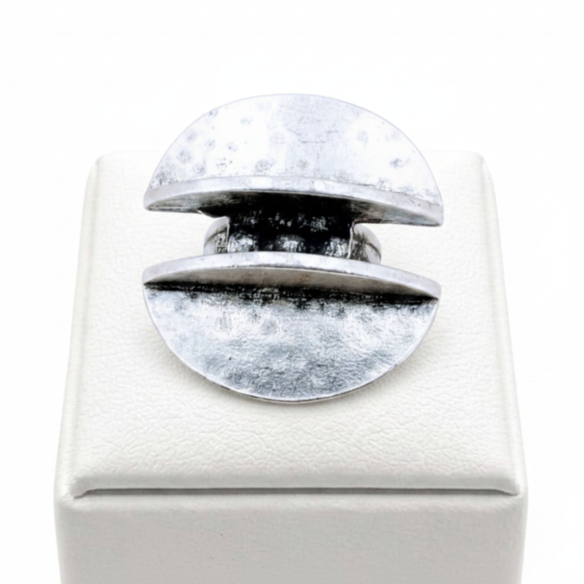Anillo sortija mujer geométrico de zamak plateado, joyeria osnor