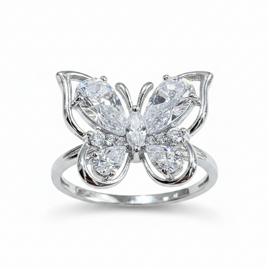 Anillo mariposa fondo blanco