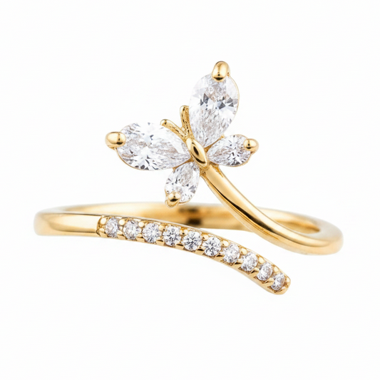 Anillo mariposa fondo blanco