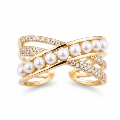 Anillo perlas fondo blanco
