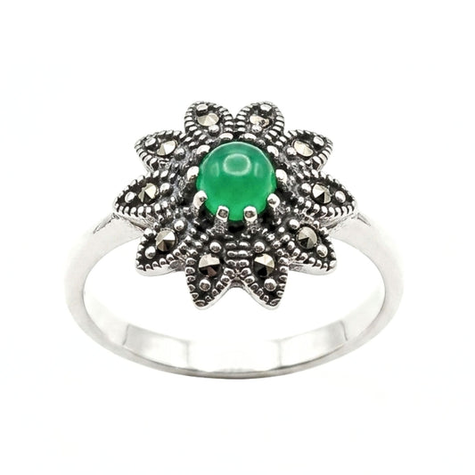 Anillo Sortija mujer de plata y piedras naturales vintage envejecido calado marquesitas diseño joyería osnor moda moderno elegante boda fiesta fashion diario boda glamour lujo exclusivo 