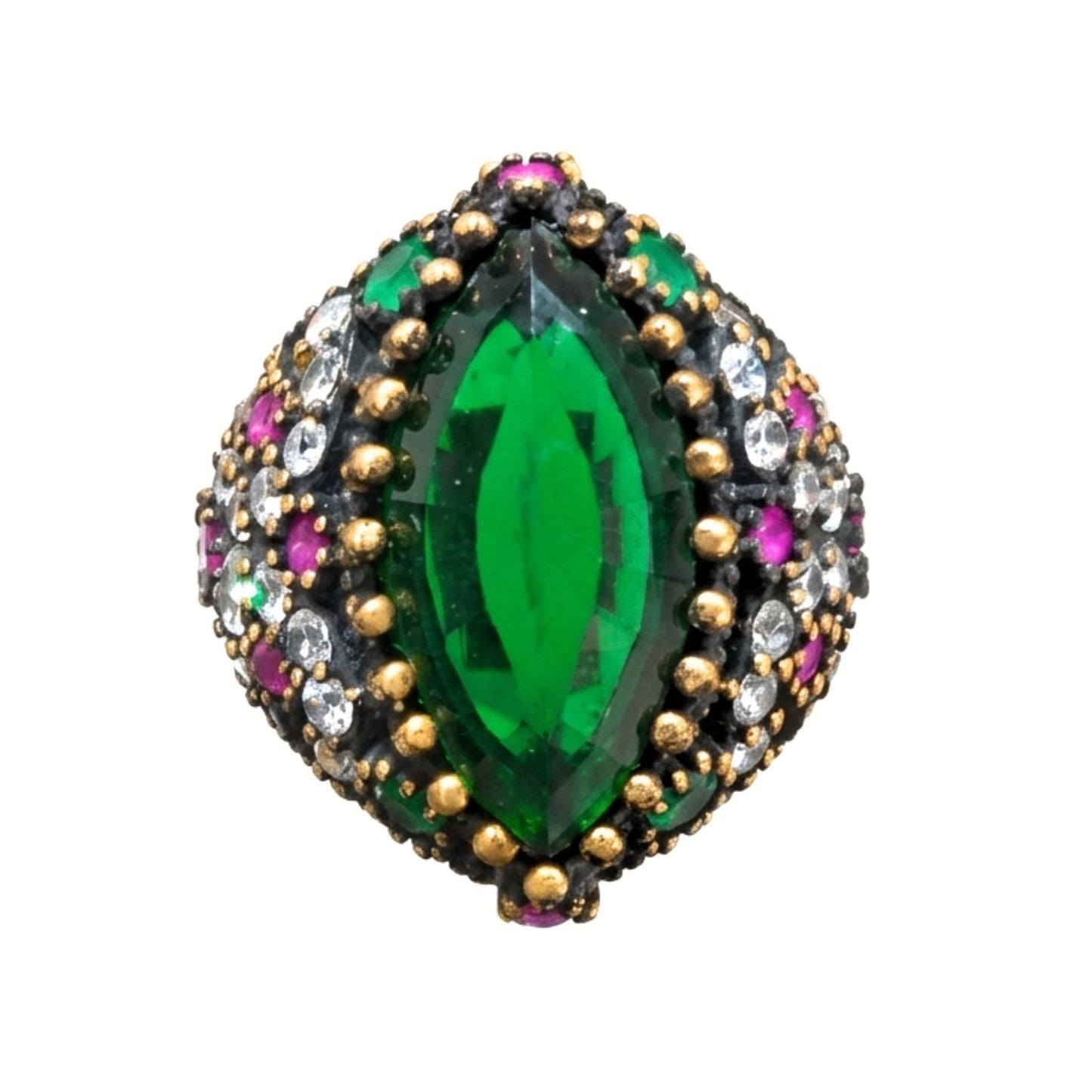 Anillo Sortija mujer de plata y bronce piedras naturales minerales vintage volumen diseño joyería osnor moda moderno fiesta fashion diario exclusivo único 