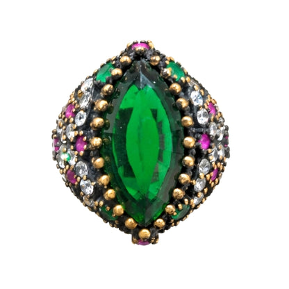Anillo Sortija mujer de plata y bronce piedras naturales minerales vintage volumen diseño joyería osnor moda moderno fiesta fashion diario exclusivo único 