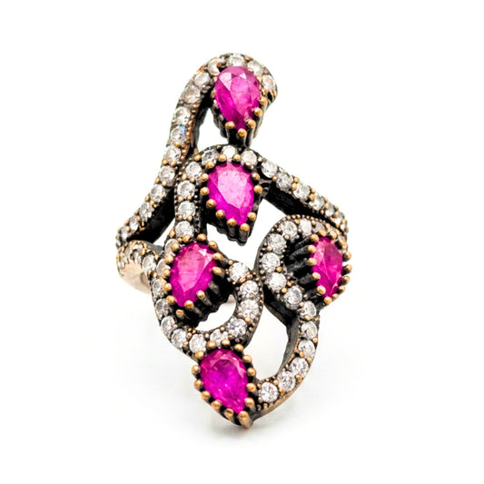 Anillo Sortija mujer de plata y bronce piedras naturales minerales vintage volumen diseño joyería osnor moda moderno elegante boda fiesta fashion glamour lujo exclusivo único 