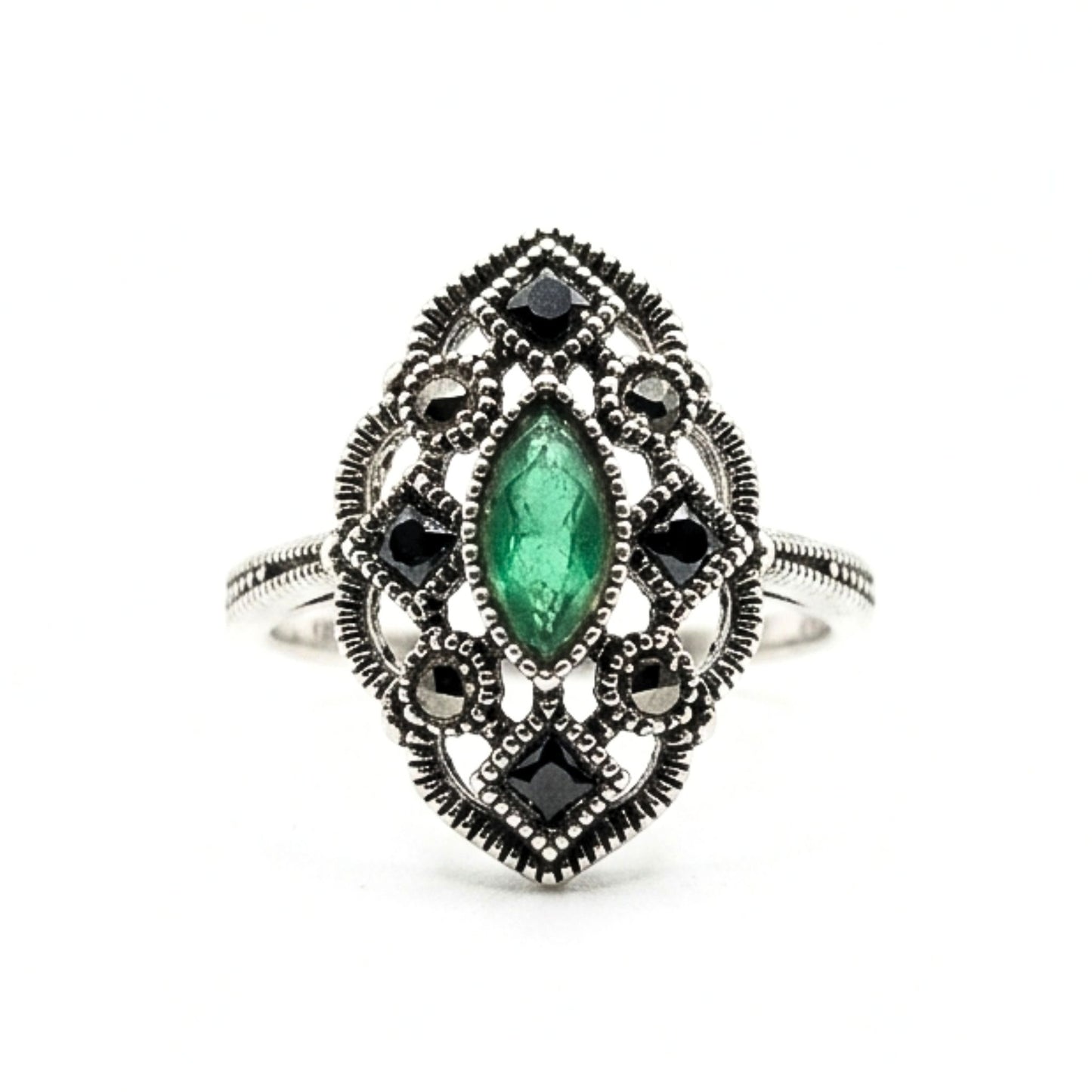 Anillo Sortija mujer de plata vintage diseño joyería osnor moda moderno elegante boda fiesta fashion glamour lujo exclusivo agata envejecido calado 