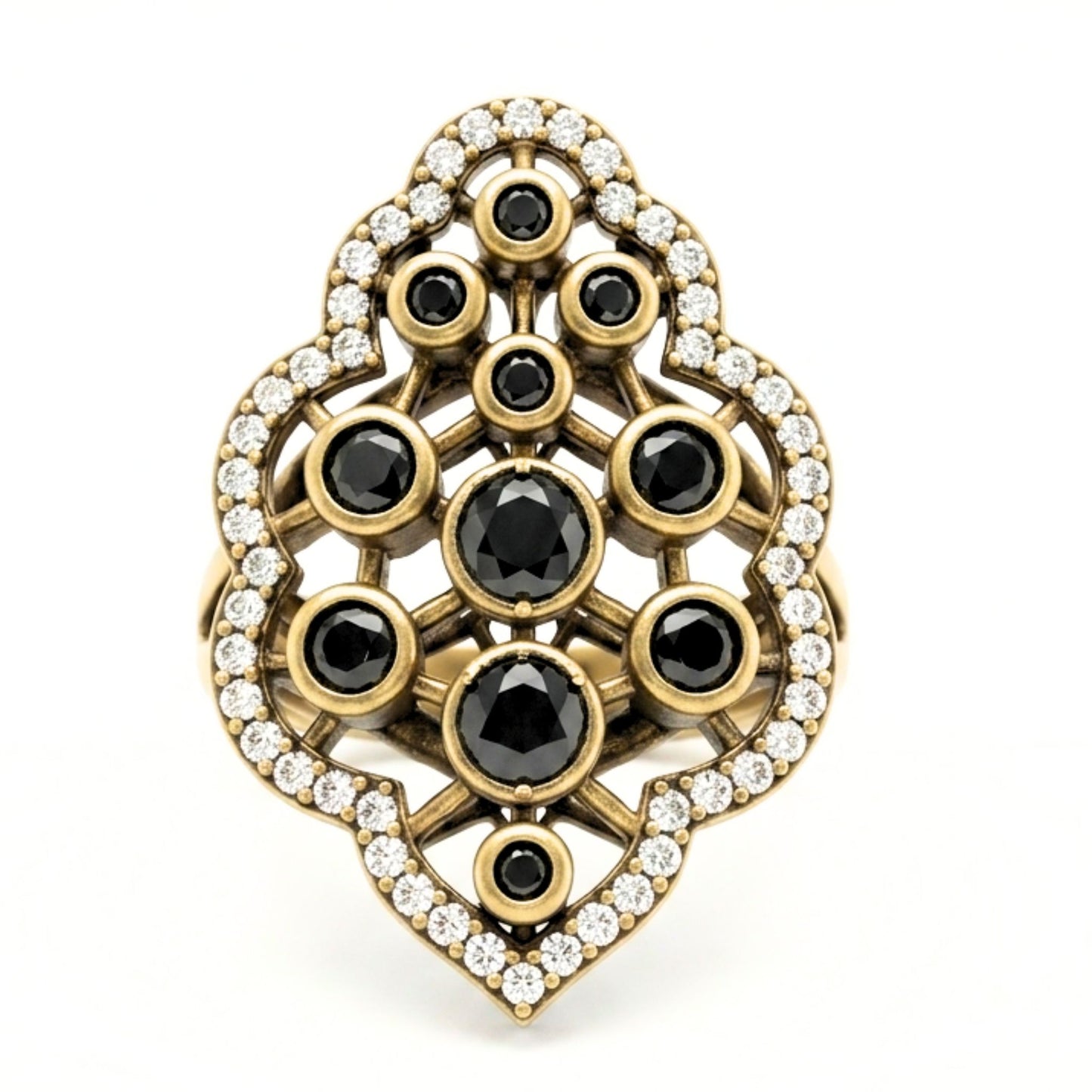 Anillo Sortija de plata y bronce piedras naturales ágata azul marino diseño joyería osnor moda moderno elegante boda fiesta fashion glamour lujo exclusivo único 
