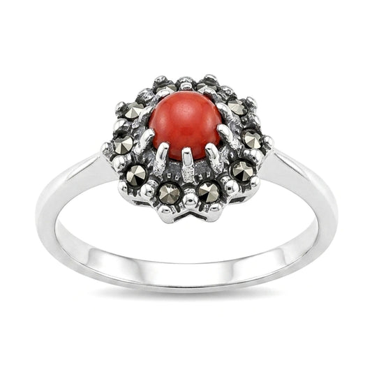 Anillo Sortija mujer de plata envejecido vintage y piedras naturales diseño joyería osnor moda moderno elegante boda fiesta glamour lujo exclusivo 