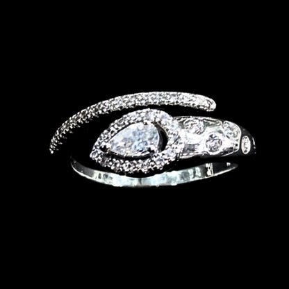 Anillo Serpiente Mujer Acero Plateado con Circonitas Blancas