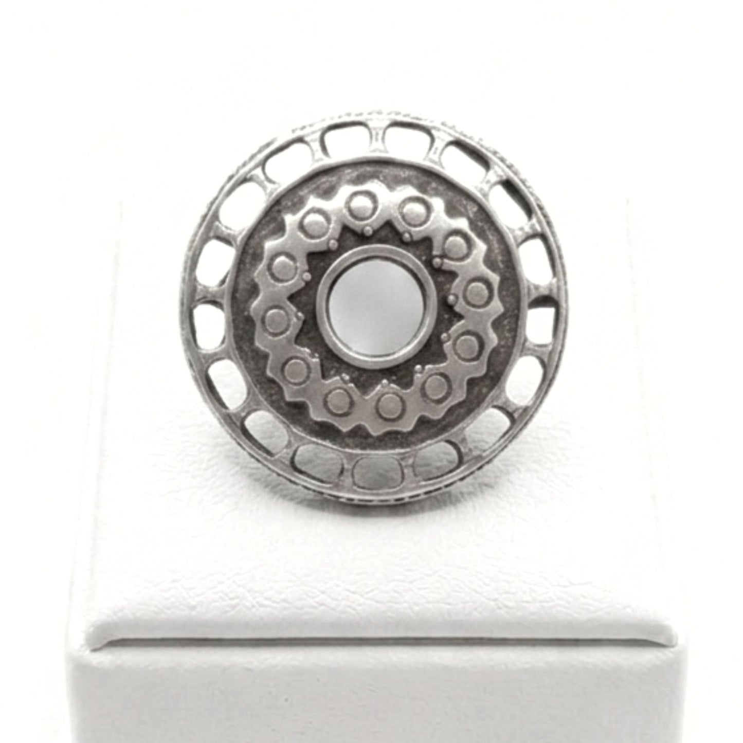 Anillo Sortija mujer hipoalergénico plateado aleación ajustable diseño joyería osnor moda moderno elegante boda fiesta glamour lujo mujer diferente exclusivo vintage único arte escultura 