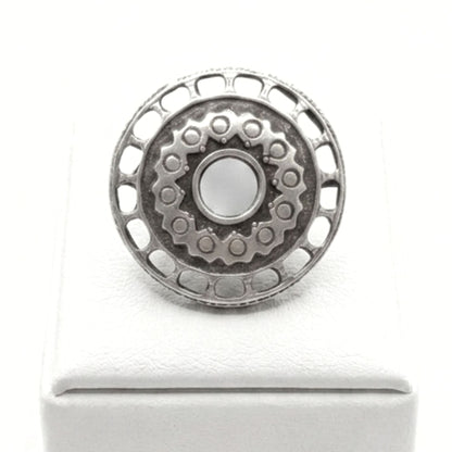 Anillo Sortija mujer hipoalergénico plateado aleación ajustable diseño joyería osnor moda moderno elegante boda fiesta glamour lujo mujer diferente exclusivo vintage único arte escultura 