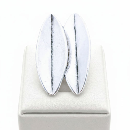Anillo Zamak Doble Hoja Oval Lisa Diseño Natural Exclusivo Ajustable Joyeria Osnor