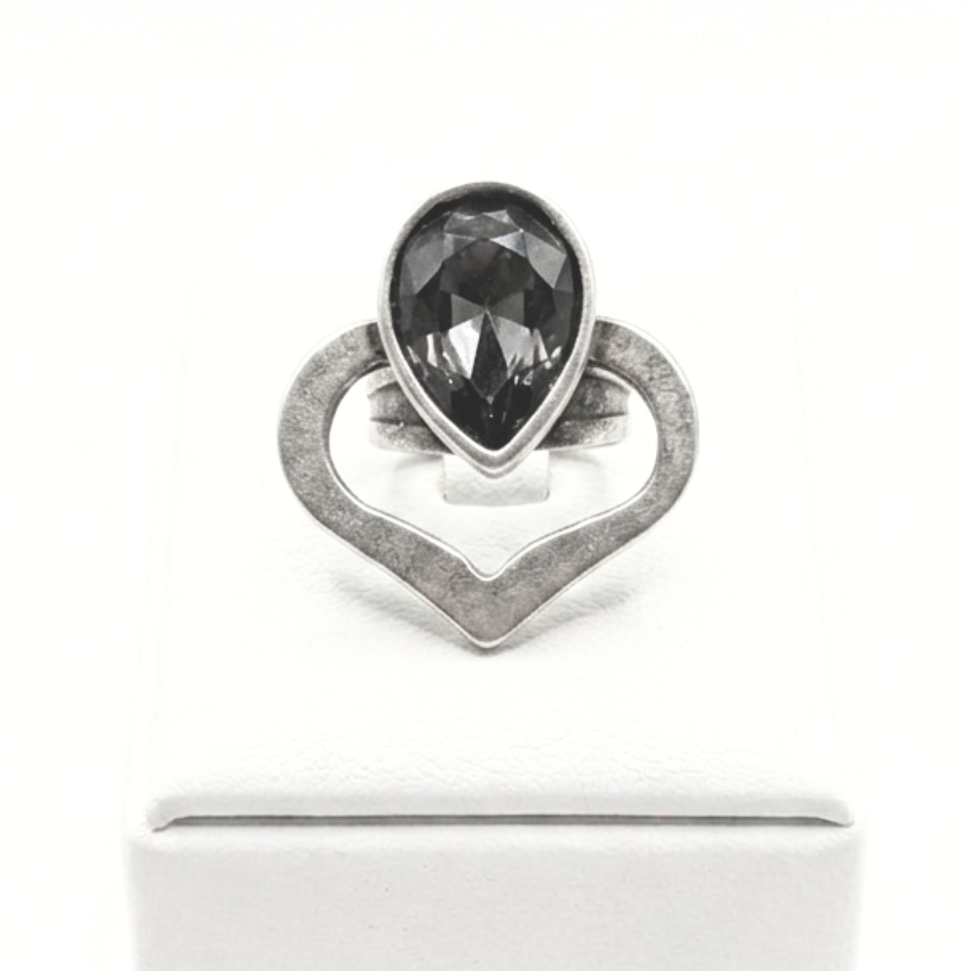 Anillo Sortija de zamak mujer volumen diseño joyería osnor moda moderno elegante boda fiesta fashion glamour lujo hipoalergénico plateado aleación ajustable corazon