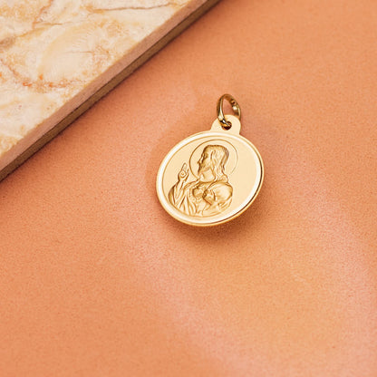 18K MEDALLA ORO AMARILLO CRISTO SAGRADO CORAZON DE JESUS BISEL 20 MM