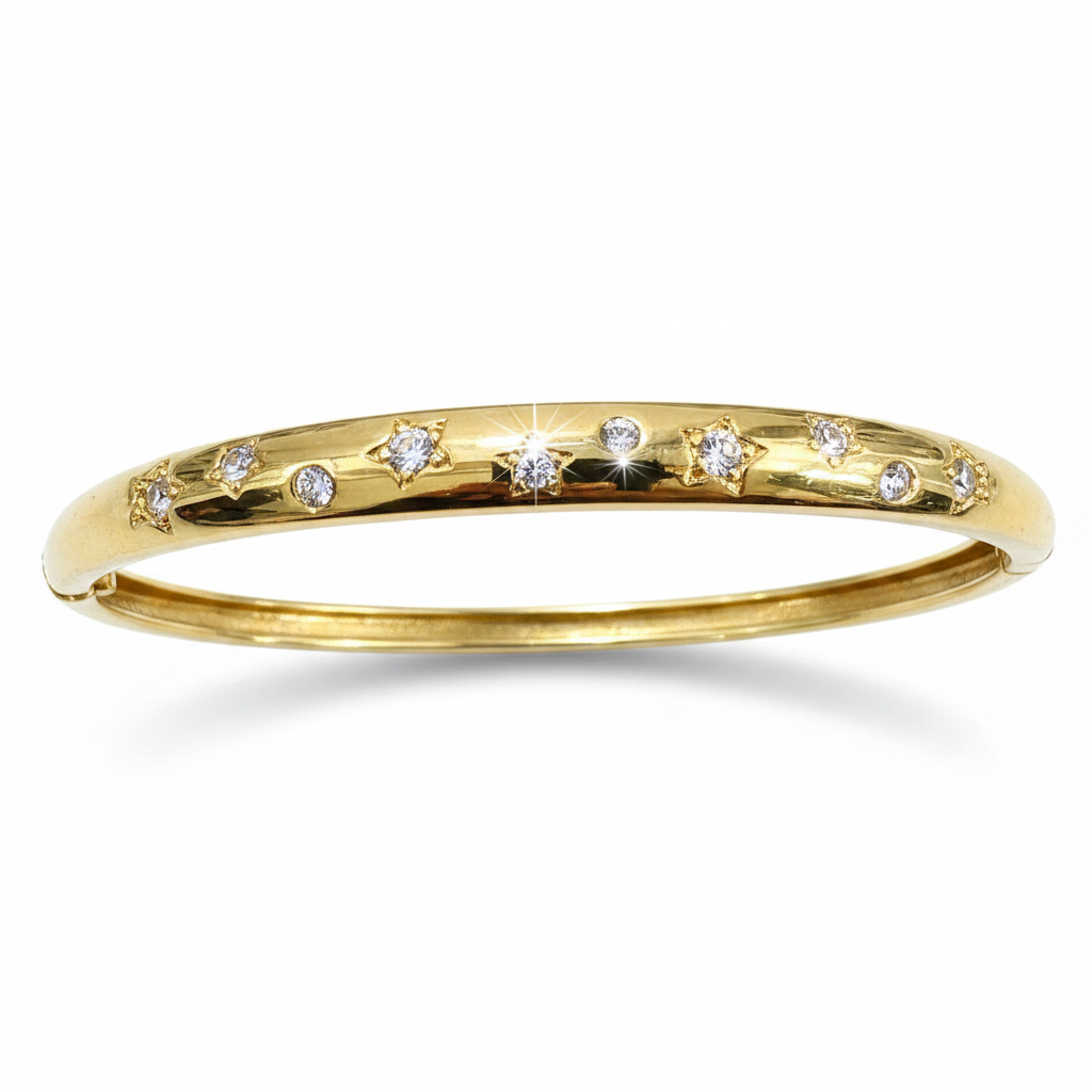 Brazalete fondo blancoacero chapado oro dorado rigida mujer boda diseño joyeria osnor