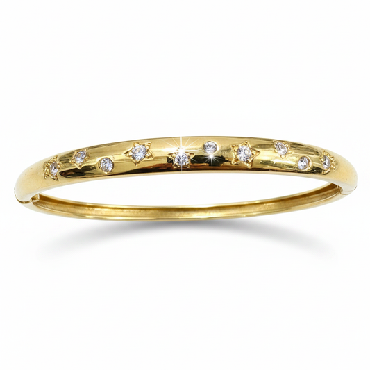 Brazalete fondo blancoacero chapado oro dorado rigida mujer boda diseño joyeria osnor