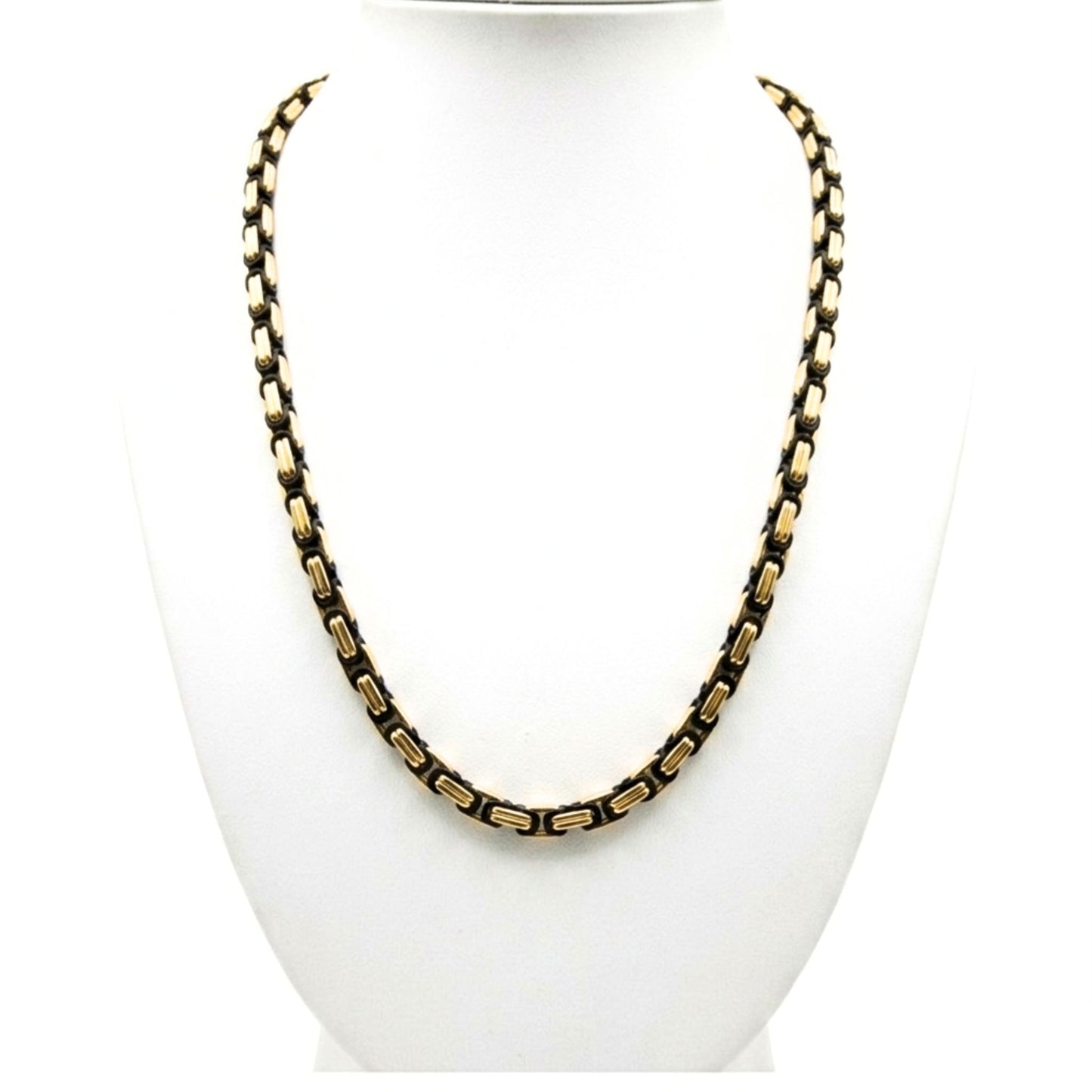 Cadena Acero inoxidable bicolor dorado y plateado unisex volumen diseño joyería osnor moda 