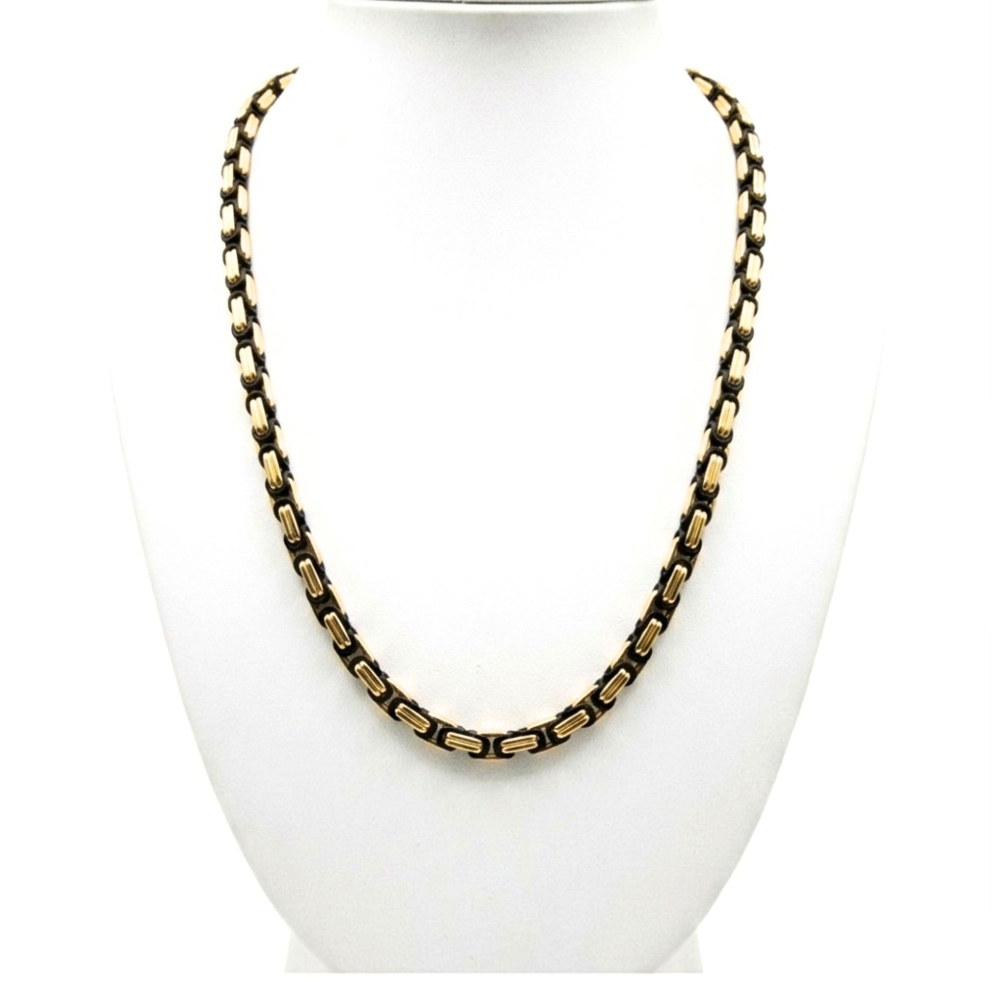 Cadena Acero inoxidable bicolor dorado y plateado unisex volumen diseño joyería osnor moda 