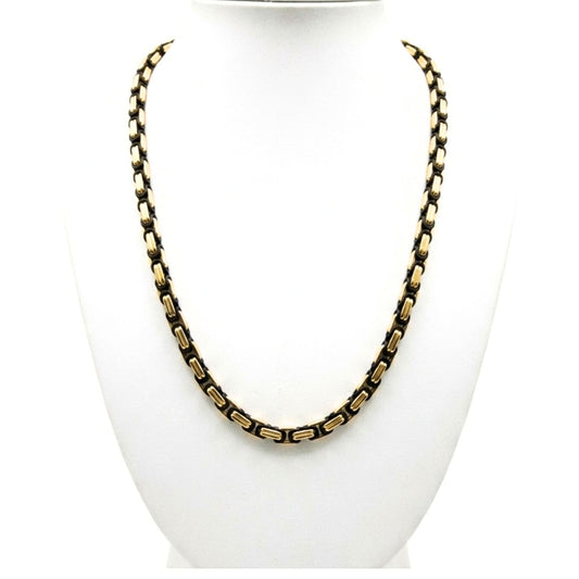 Cadena Acero inoxidable bicolor dorado y plateado unisex volumen diseño joyería osnor moda 