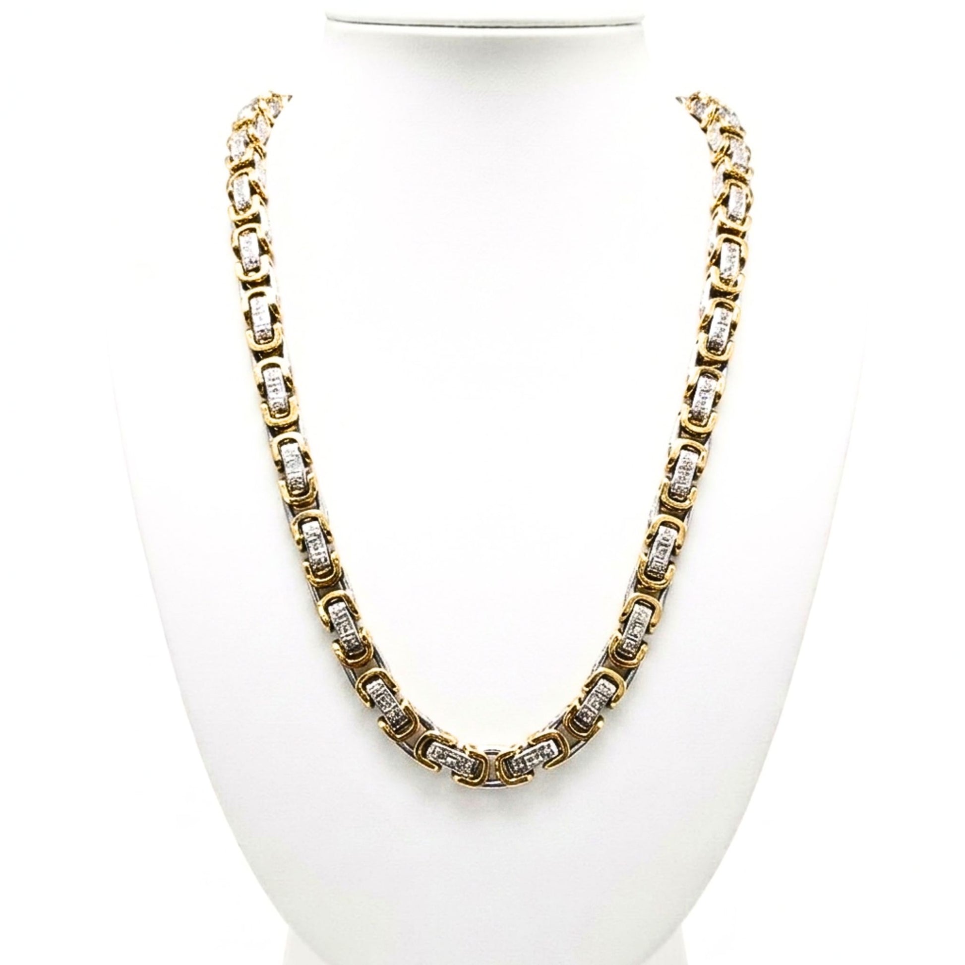 Cadena Acero inoxidable dorado y plateado bicolor unisex cierre mosquetón diseño joyería osnor moda 