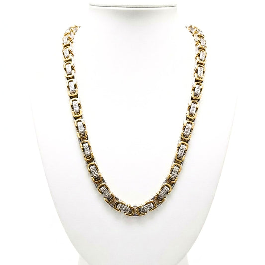 Cadena Acero inoxidable dorado y plateado bicolor unisex cierre mosquetón diseño joyería osnor moda 