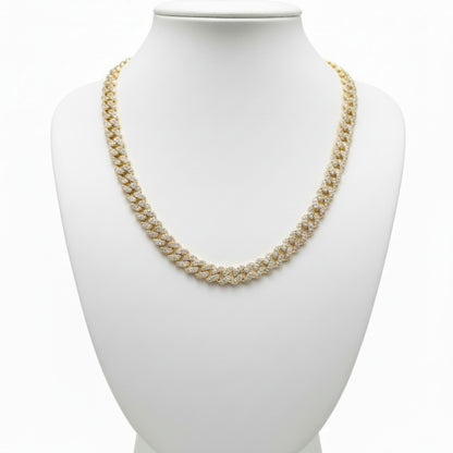 Cadena Acero inoxidable dorado chapado oro 14ktes circonitas blancas engastadas diseño joyería osnor moda moderno elegante boda fiesta fashion glamour lujo elegante diario boda. Joyeria Osnor