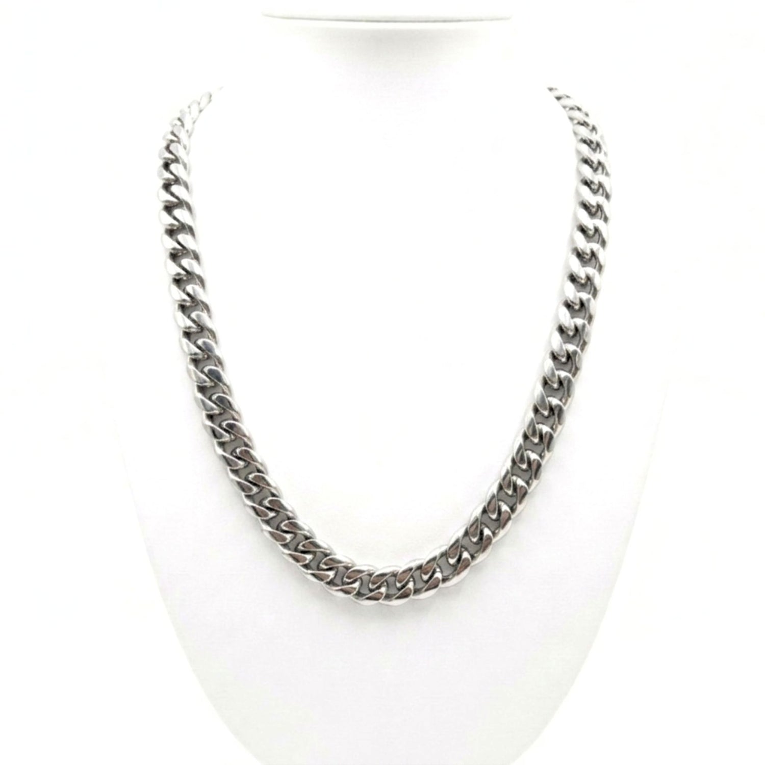 Cadena collar acero inoxidable plateado unisex volumen diseño joyería osnor moda 