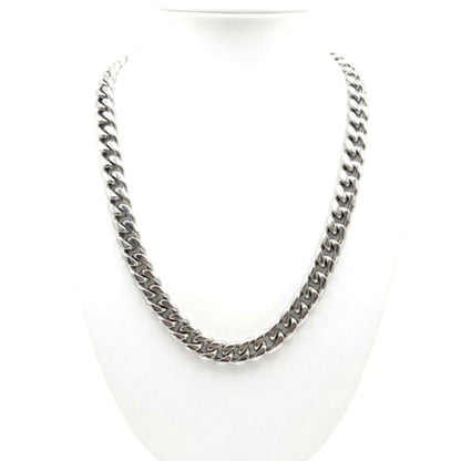 Cadena collar acero inoxidable plateado unisex volumen diseño joyería osnor moda 