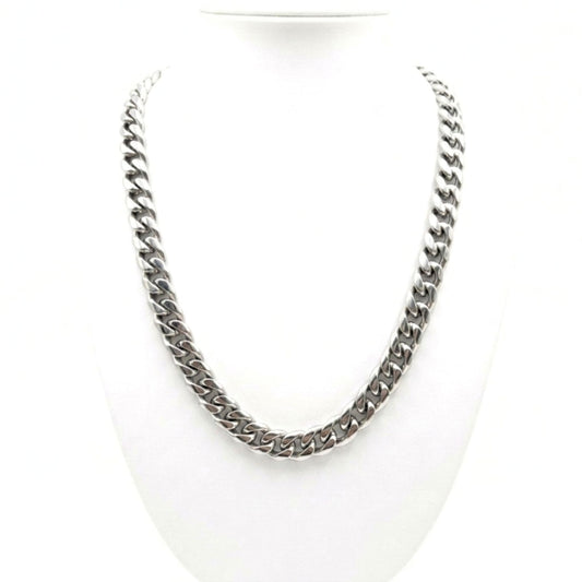 Cadena collar acero inoxidable plateado unisex volumen diseño joyería osnor moda 
