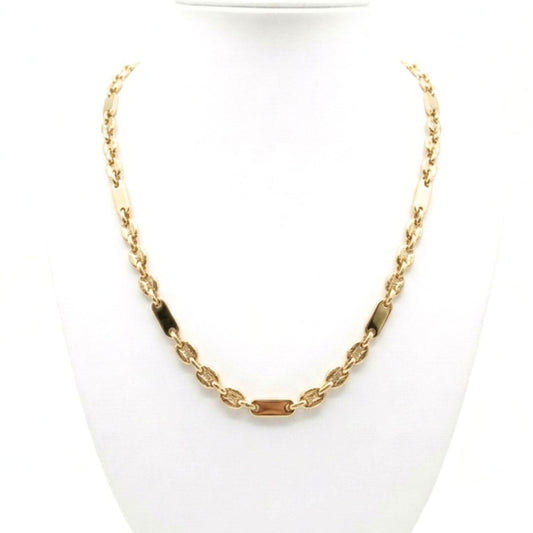 Cadena Acero inoxidable dorado chapado oro 18ktes cierre mosquetón diseño joyería osnor moda moderno elegante 