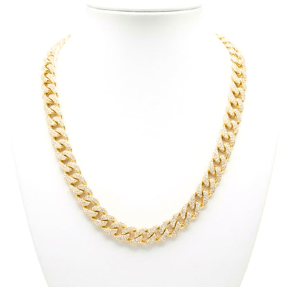 Cadena collar acero inoxidable dorado chapado oro 14ktes circonitas blancas engastadas diseño joyería osnor moda moderno elegante boda fiesta fashion glamour lujo 