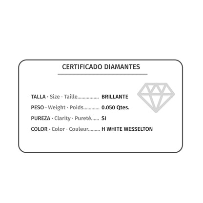 18K COLGANTE ORO BLANCO CHATON 5.5 MM DIAMANTE NATURAL TALLA BRILLANTE 0,050 QTS SI-H