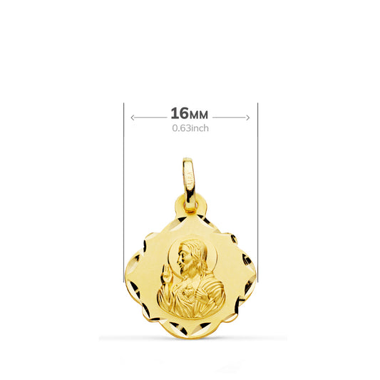 18K ESCAPULARIO ORO AMARILLO ORO AMARILLO VIRGEN DEL CARMEN Y CORAZON DE JESUS 16 MM