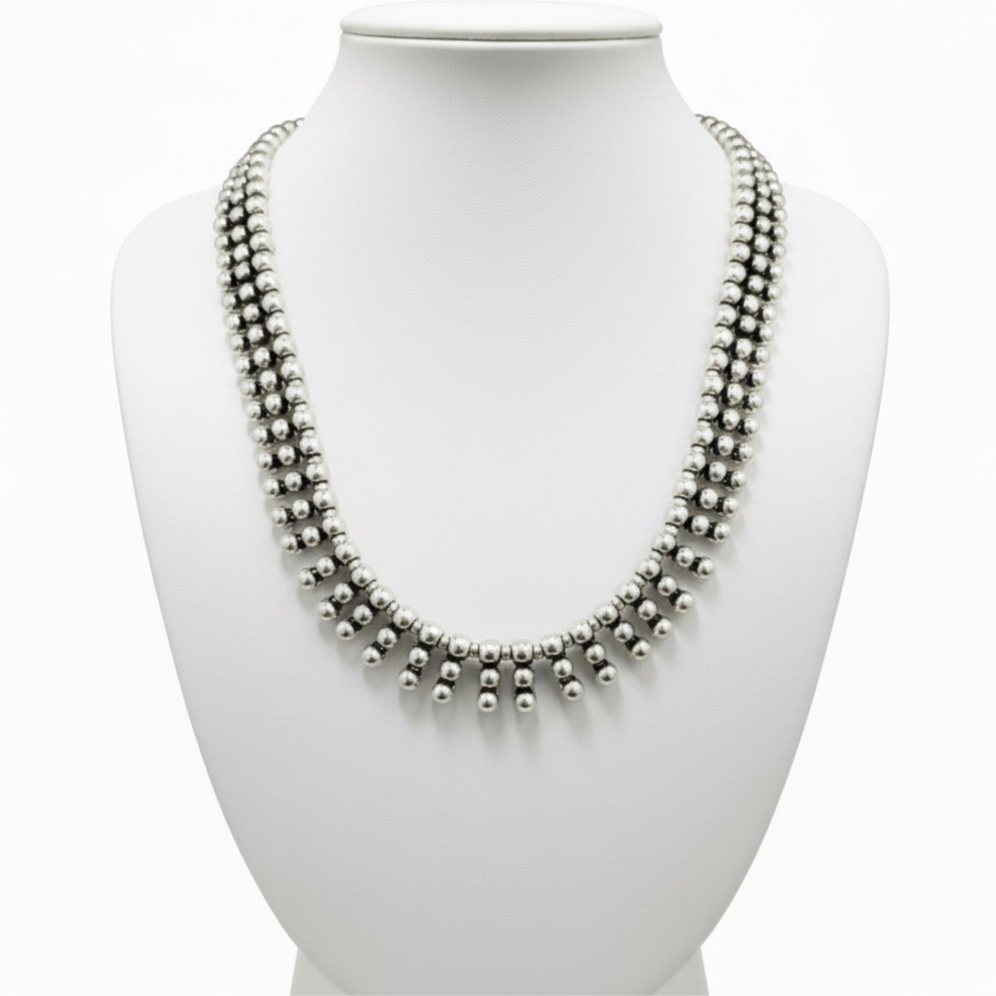 Collar de bolas de ZAMAk,estilo gargantilla para mujer, material hipoalergénico (no produce alergia), Joyeria Osnor Zamak.