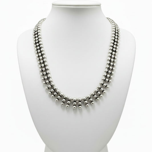 Collar de bolas de ZAMAk,estilo gargantilla para mujer, material hipoalergénico (no produce alergia), Joyeria Osnor Zamak.