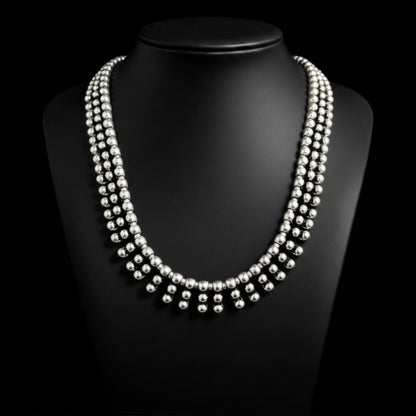 Collar de bolas de ZAMAk,estilo gargantilla para mujer, material hipoalergénico (no produce alergia), Joyeria Osnor Zamak.