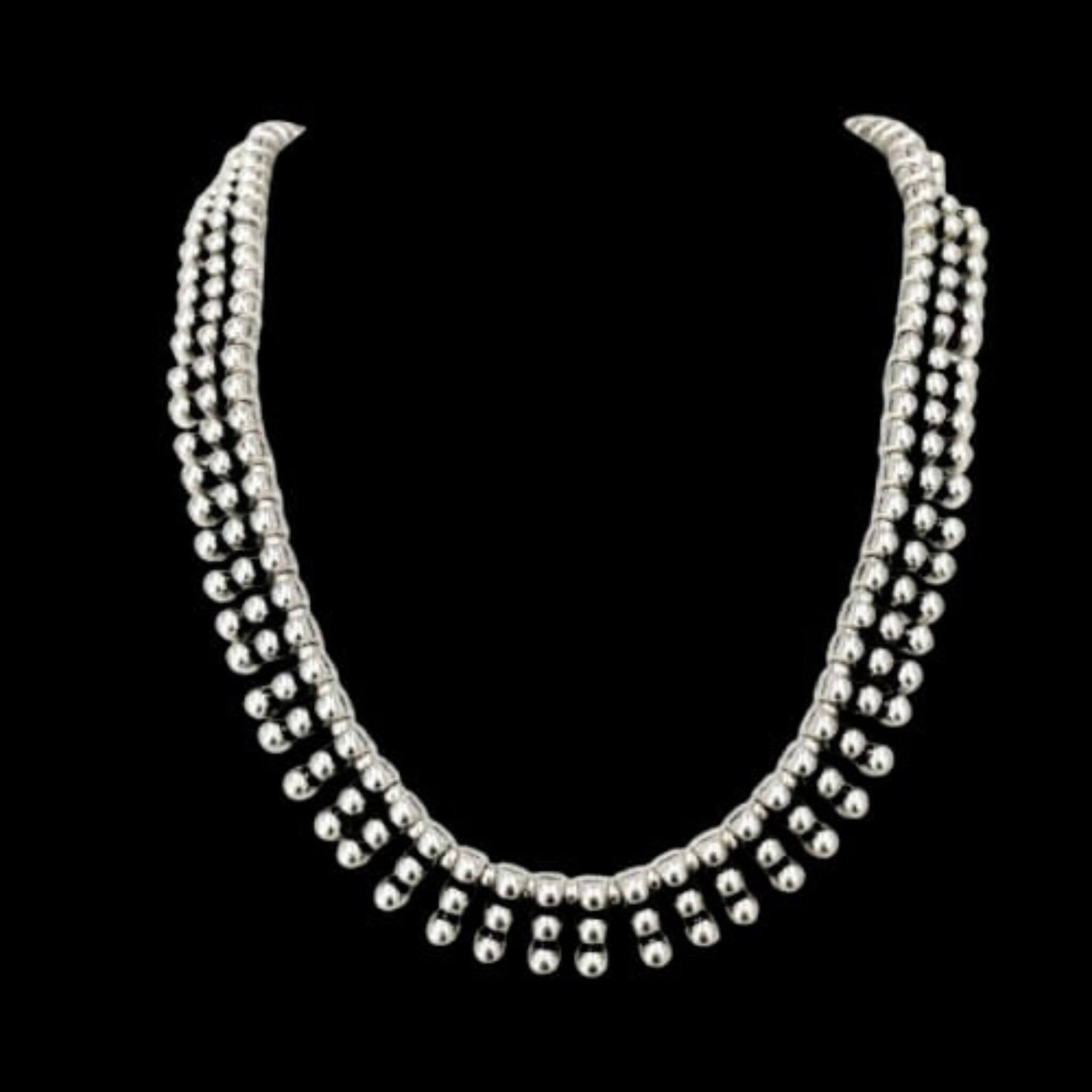 Collar de bolas de ZAMAk,estilo gargantilla para mujer, material hipoalergénico (no produce alergia), marca Osnor Zamak."