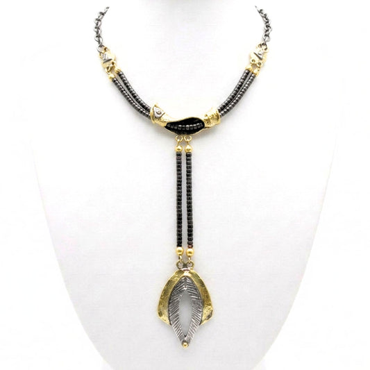 Collar gargantilla de bronce dorado envejecido vintage volumen diseño joyería osnor moda moderno elegante 