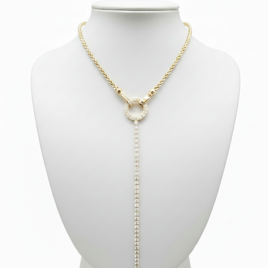 Collar en expositor blanco acero boda circonitas joyeria osnor diseño 
