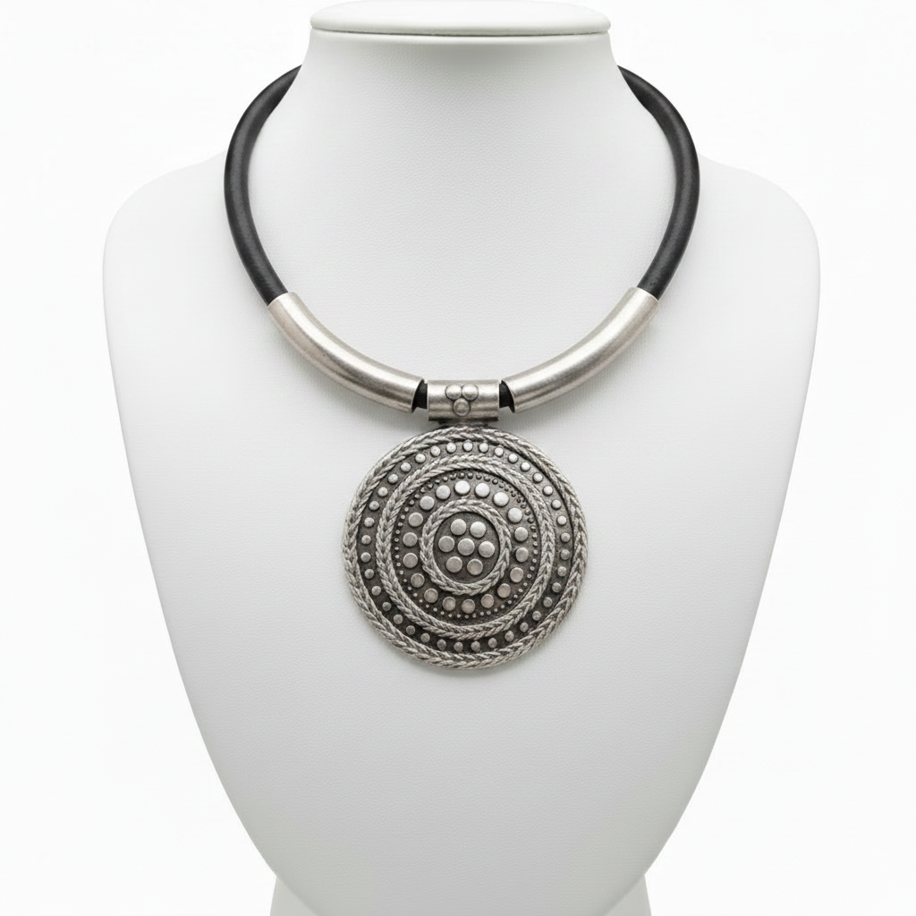 Collar en expositor blanco