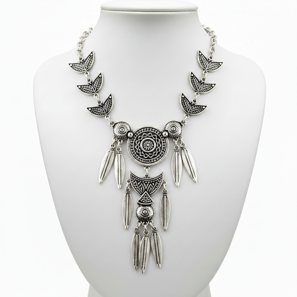Collar en expositor blanco