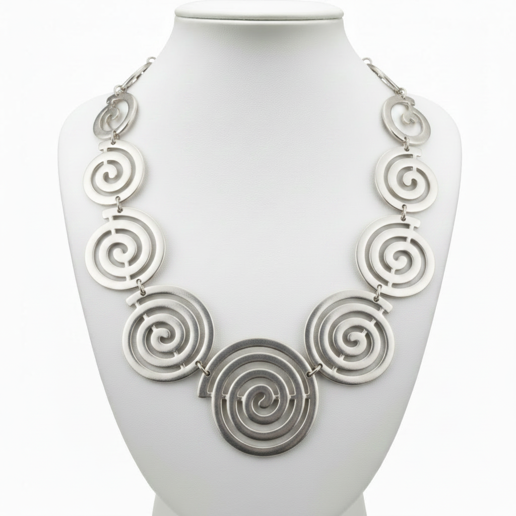 Collar espiral en expositor blanco