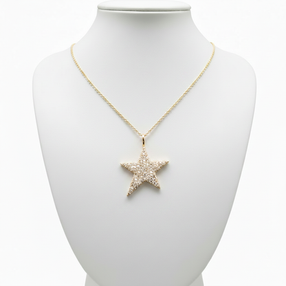Collar estrella en expositor blanco