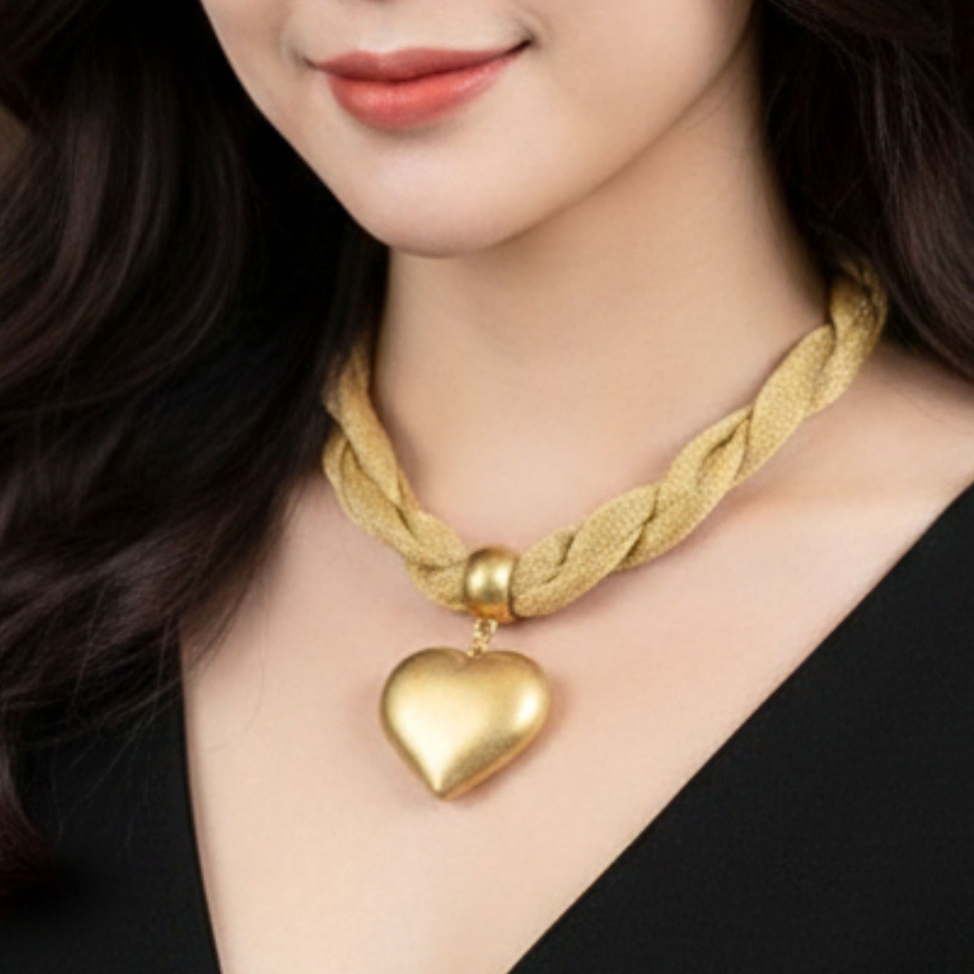 chica luciendo collar gargantilla corazon diseño joyeria osnor