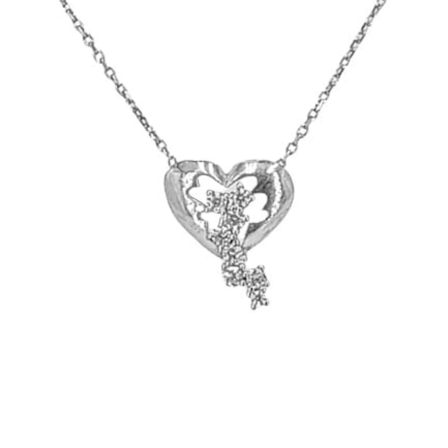Collar Gargantilla Plata 925 Corazón con Mariposas y Circonitas Blancas. Joyeria Osnor