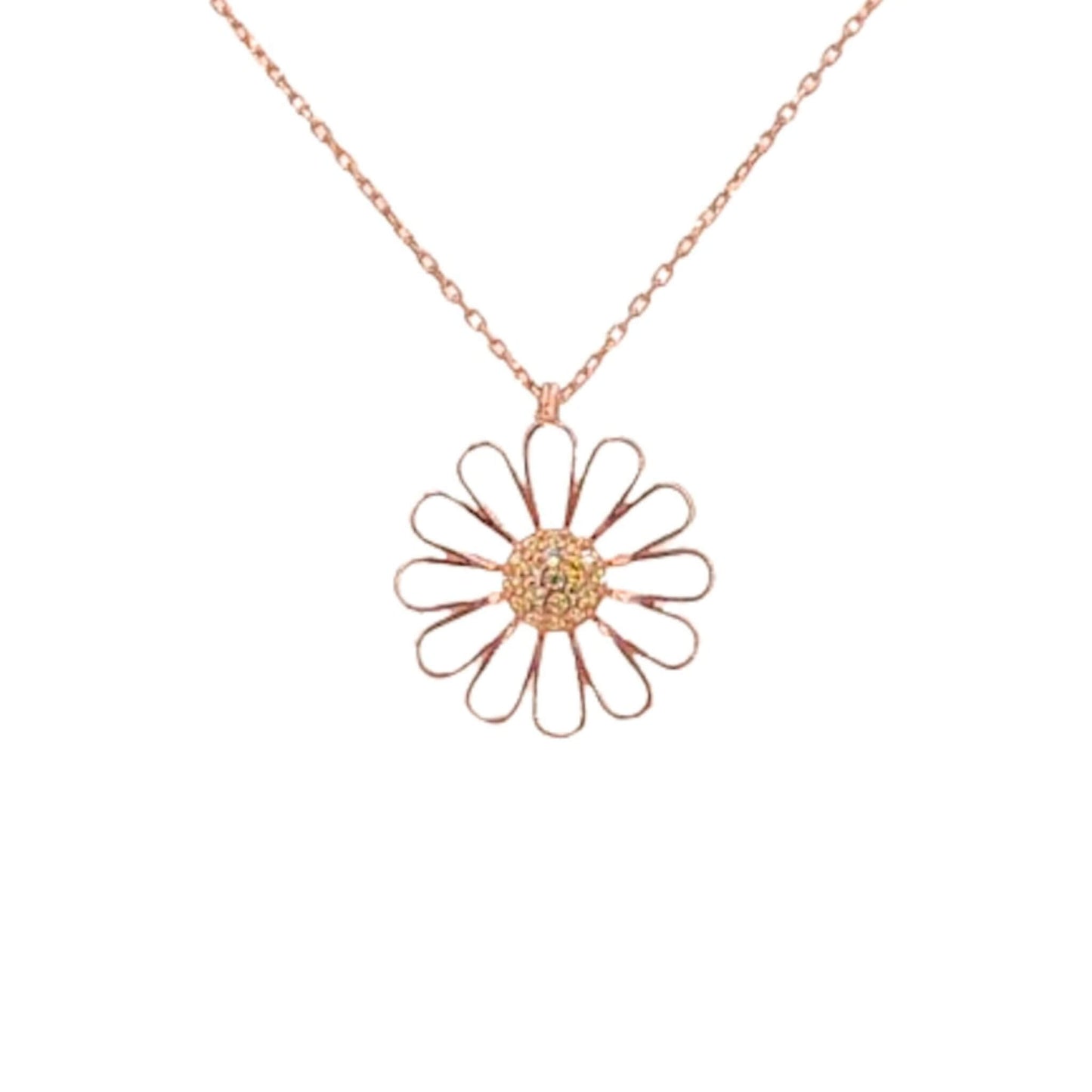 Collar Gargantilla Margarita Plata 925 Baño Oro Rosa Colgante Flor con Circonitas. Joyeria Osnor