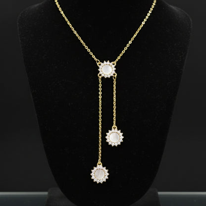 Collar Gargantilla Sol Dorado con Nácar y Circonitas | Acero Inoxidable Chapado Oro 14K