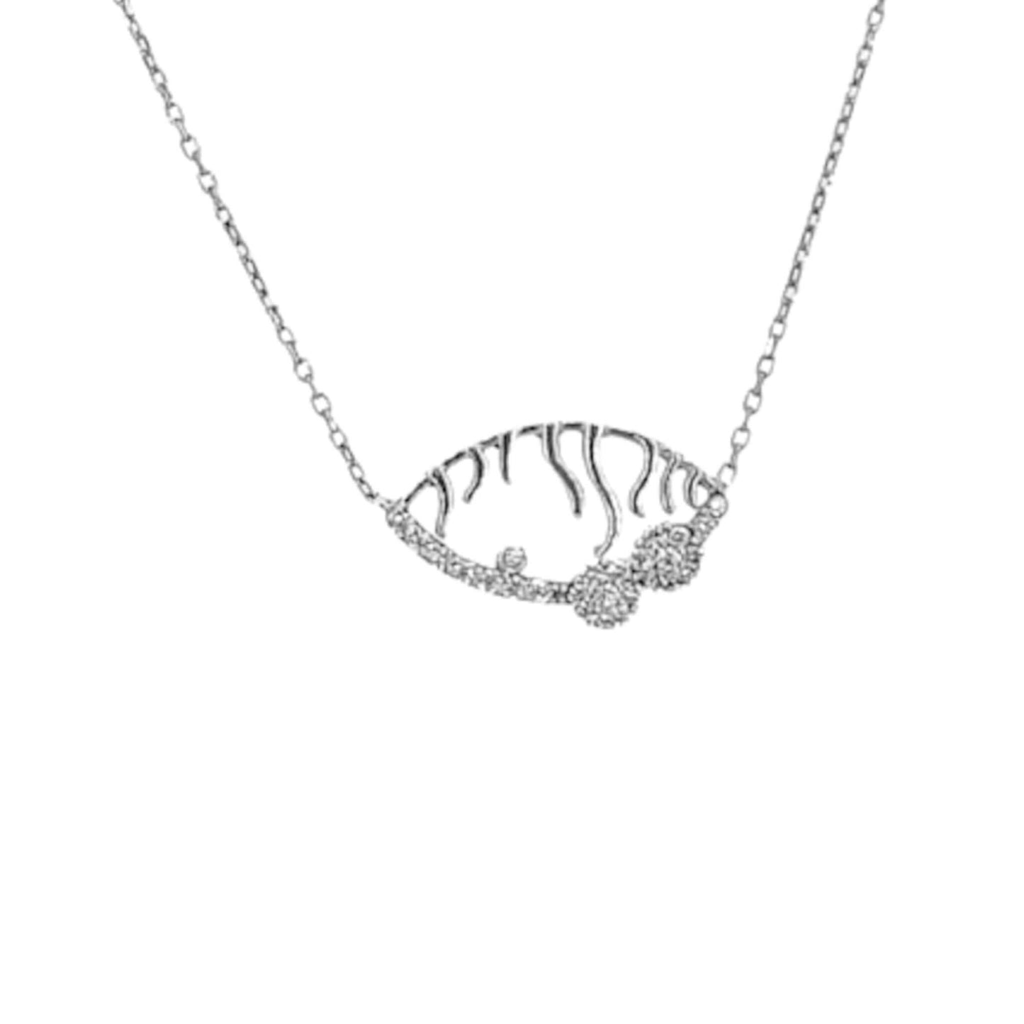Collar Gargantilla Ojo Oval · Plata 925 Acabado Rodio con Esmalte Negro y Circonitas. Joyeria Osnor