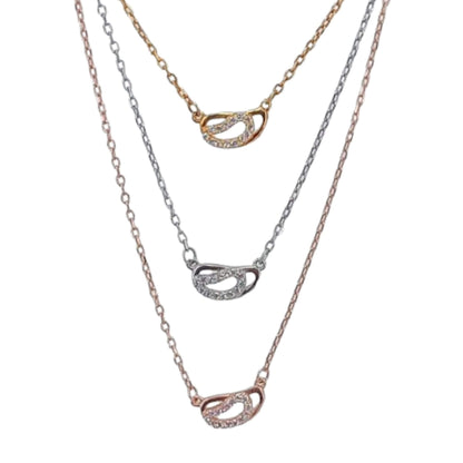 Collar Gargantilla mujer Triple Tricolor Plata Rodio con Circonitas Blancas. Joyeria Osnor
